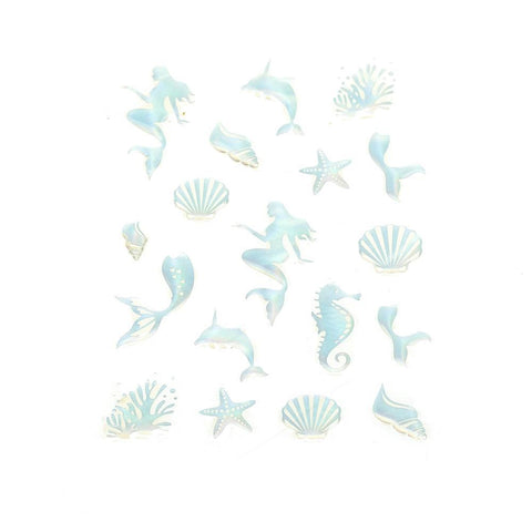 Mermaid Accents Epoxy Shimmer Stickers, 18-Piece