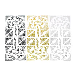 Elegant Scroll Swirl Foil Corner Stickers, 32-Piece