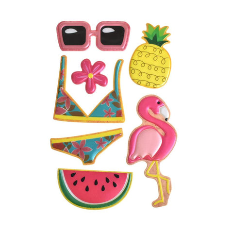 Summertime Puffy Embossed Stickers, 7-Piece