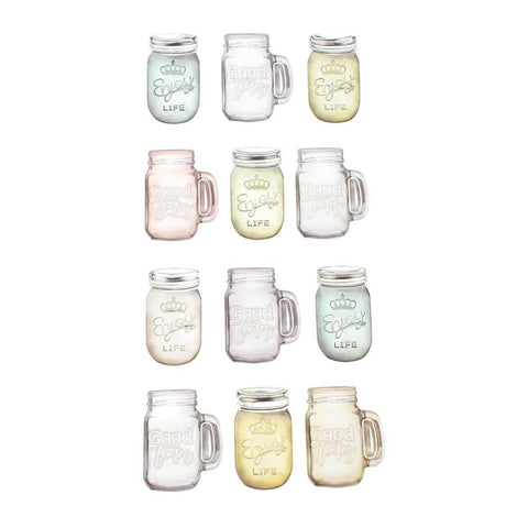 Mason Jar Foil Accented Puffy Stickers, 12-Piece