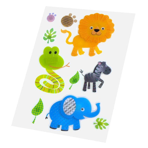 Safari Animals Pop Up Stickers, Lion/Snake/Zebra/Elephant, 10-Count