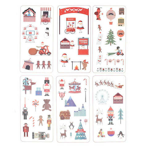 Cartoon Santa Claus Christmas Holiday Stickers, 6-Sheets