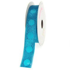 Glitter Ribbon with Satin Dots, 7/8-inch, 10-yard