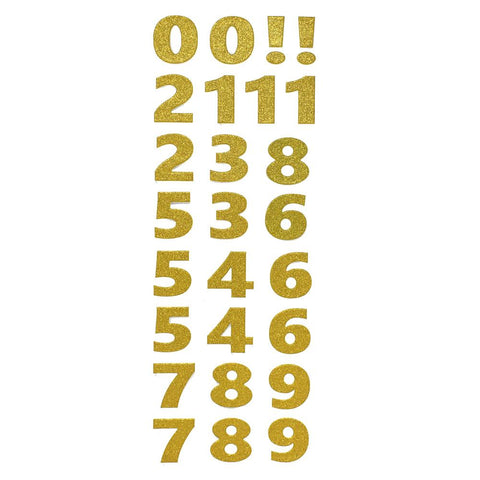 Big Glitter Number Stickers, Gold, 2-Inch, 26-Piece