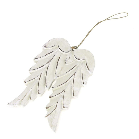 Angel Wing Wooden Christmas Ornament, 5-1/2-Inch
