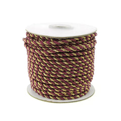 Twisted Cord Rope 2 Ply, 3mm, 25-yard, Gold Trim