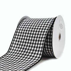 Black and White Woven Checkered Wired Ribbon, 10-yard