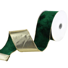 Christmas Velvet and Gold Back Wired Ribbon, 2-1/2-Inch 10-Yard