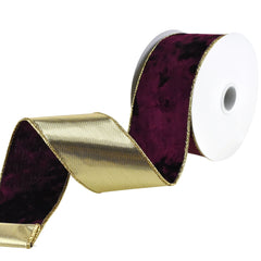 Christmas Velvet and Gold Back Wired Ribbon, 2-1/2-Inch 10-Yard