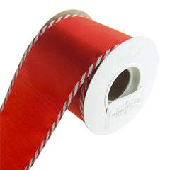 Satin Wired Edge Ribbon with Candy Cane Trim, 10 Yards