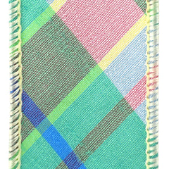 Pastel Deluxe Diagonal Plaid Wired Ribbon, 1-1/2-inch, 5-yard