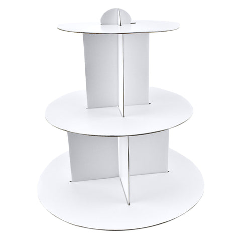 Cardboard Cupcake Holder Stand, White, 3 Tier, 12-1/4-inch