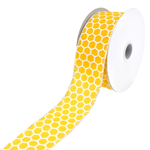 Honeycomb Patterned Satin Wired Ribbon, 10-yard