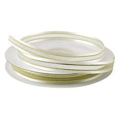 Gold-Lined Satin Edge Organza Ribbon, 25-yard