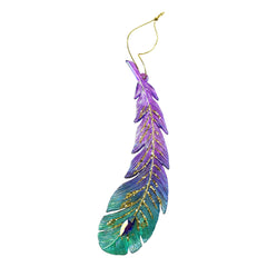 Peacock Acrylic Feather Christmas Ornaments, 6-1/4-Inch, 2-Piece