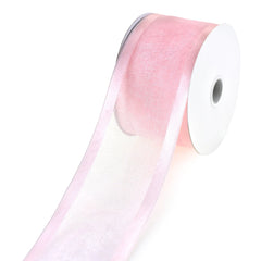 Sheer Organza with Satin Wired Edge Ribbon, 2-1/2-inch, 25-yard