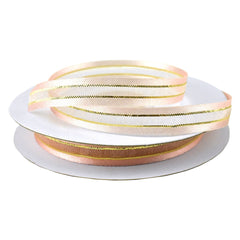 Gold-Lined Satin Edge Organza Ribbon, 25-yard