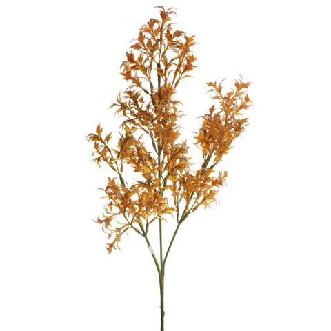 Artificial Dried Mini Leaf Stem, Rust, 25-Inch