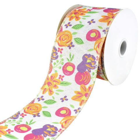 Sahara Floral Wired Ribbon, 2-1/2-Inch, 10-Yard