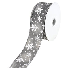 Christmas Snowflakes Satin Wired Ribbon, 10-yard