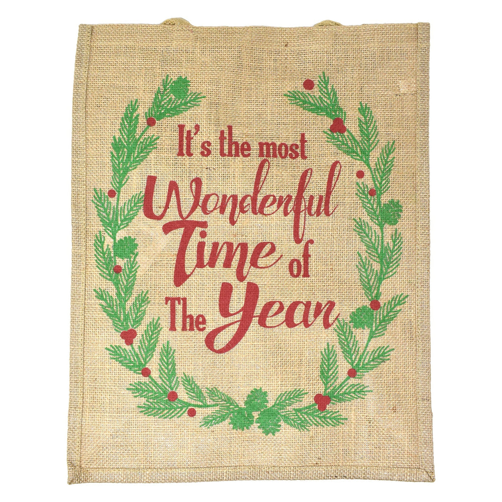 Christmas Natural Jute Bag, 18-Inch x 14-Inch