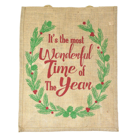 Christmas Natural Jute Bag, 18-Inch x 14-Inch