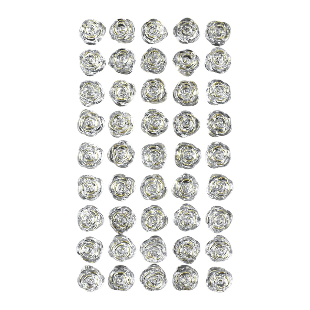 Rose Shaped Rhinestone Stickers, 9/16-Inch, 45-Count