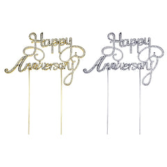 Happy Anniversary Rhinestone Cake Topper, 6-1/2-Inch