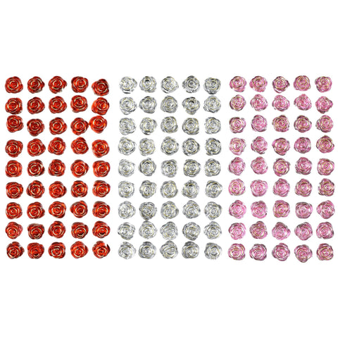 Rose Shaped Rhinestone Stickers, 9/16-Inch, 45-Count