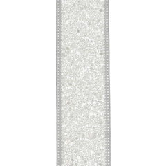 Super Glitter Wired Ribbon, 1-1/2-Inch, 10-Yard - White