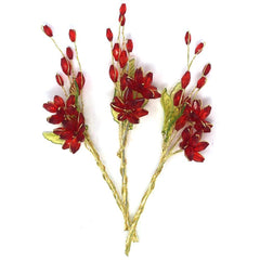 Acrylic Translucent Flower Spray with Leaves, 5-inch, 12-Count