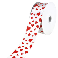 Valentine's Day Printed Hearts Satin Ribbon, 1-1/2-Inch, 25-Yard