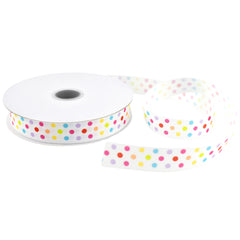 Pastel Rainbow Dots Satin Ribbon, 5/8-inch, 10-yard