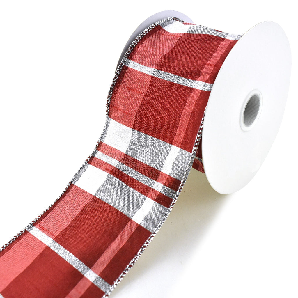 Grand Plaid Dupione Sparkle Wired Ribbon, 2-1/2-Inch, 10-Yard