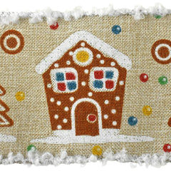 Christmas Gingerbread Houses Frizette Wired Ribbon, 2-1/2-inch, 10-yard