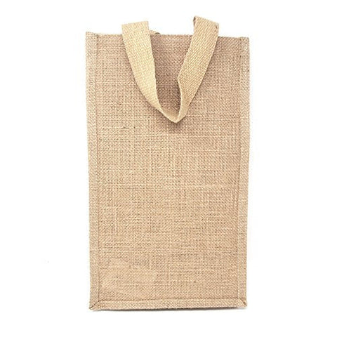 Natural Jute Wine Bag w/Divider, 4 Bottles, 14-inch