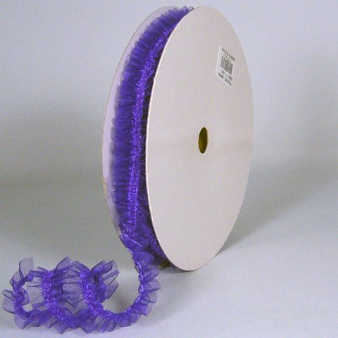 Elastic Organza Ruffled Ribbon, 1-inch, 10-yard, Purple