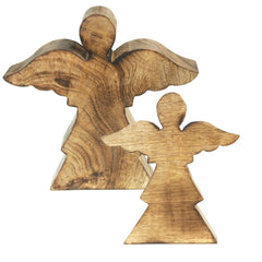 Christmas Flying Angel Wooden Stand, Natural