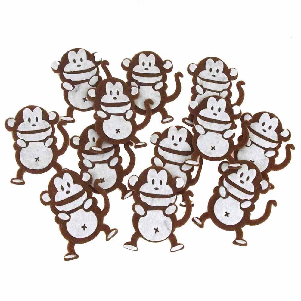 Monkey Felt Animals, White/Brown, 2-1/2-Inch, 12 Piece