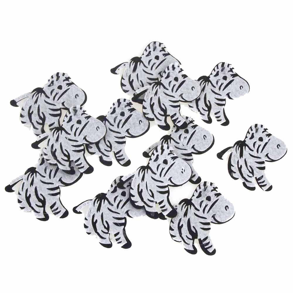 Zebra Felt Animals, White/Black, 2-Inch, 12 Piece