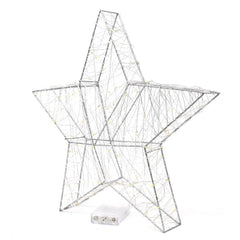 LED Metal Wired Christmas Star Stand, Silver, 15-Inch